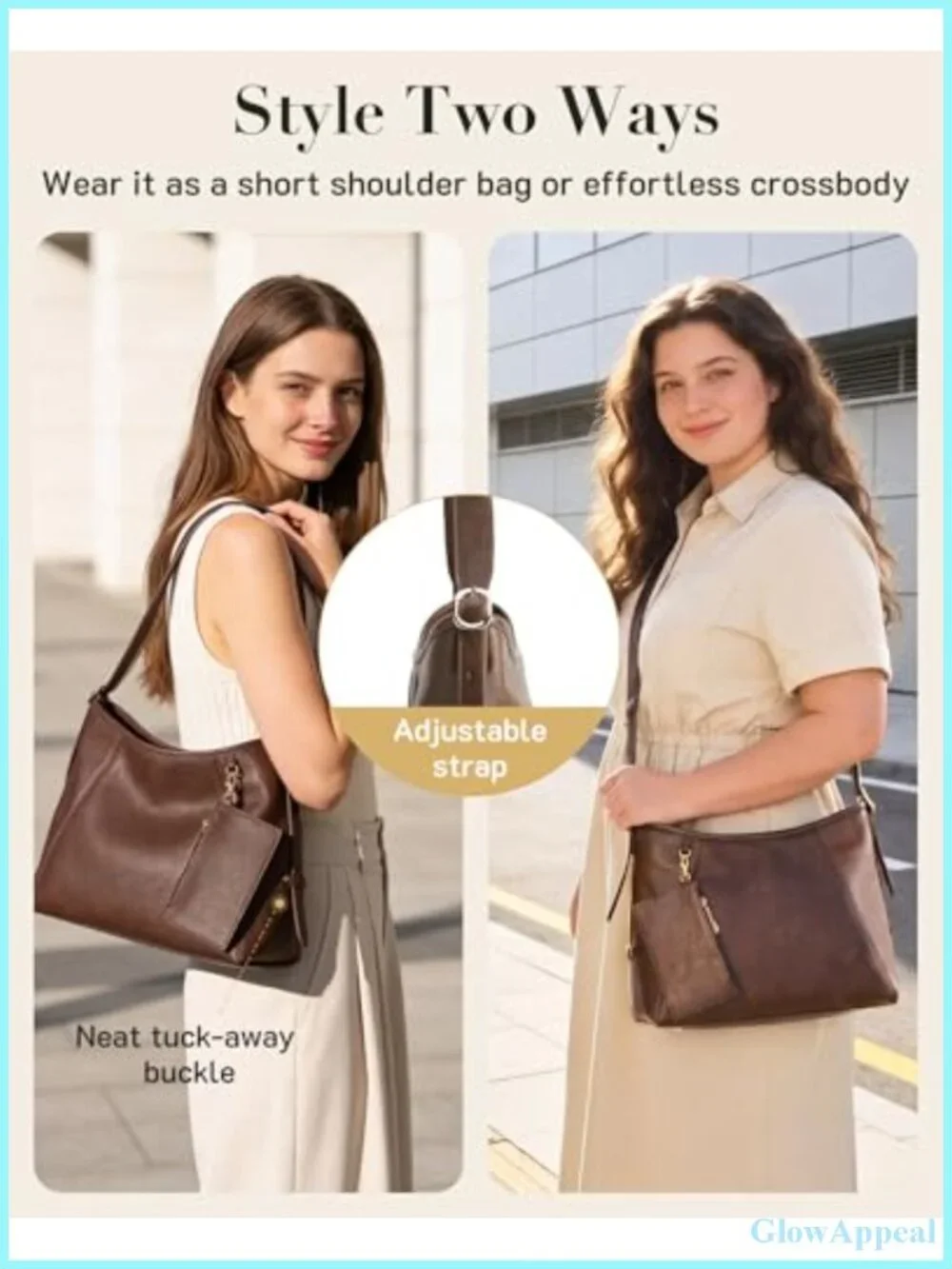Hobo Bag for Women PU Leather Crossbody Tote Multi-Pocket Zipper with